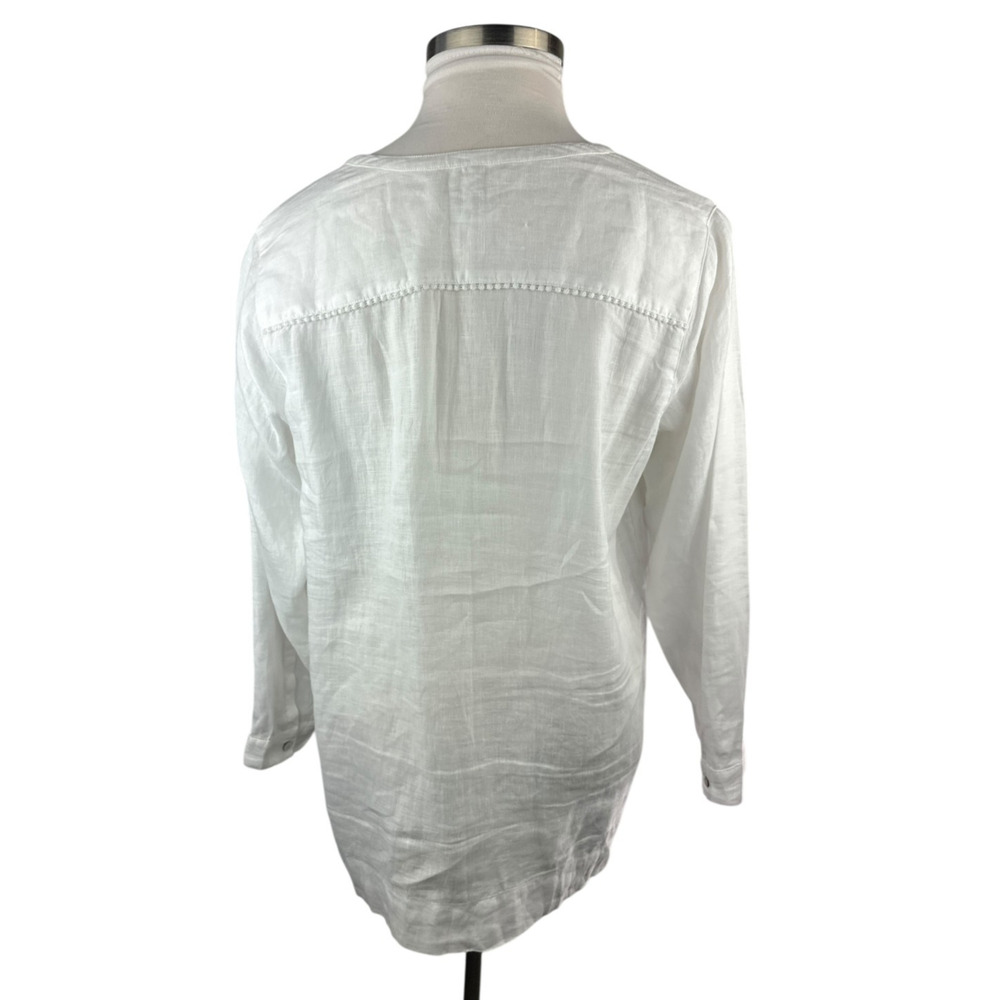 J. Jill x Love Linen Pintuck Mother of Pearl Button Top Lagenlook Plus Size 1X - Picture 12 of 13